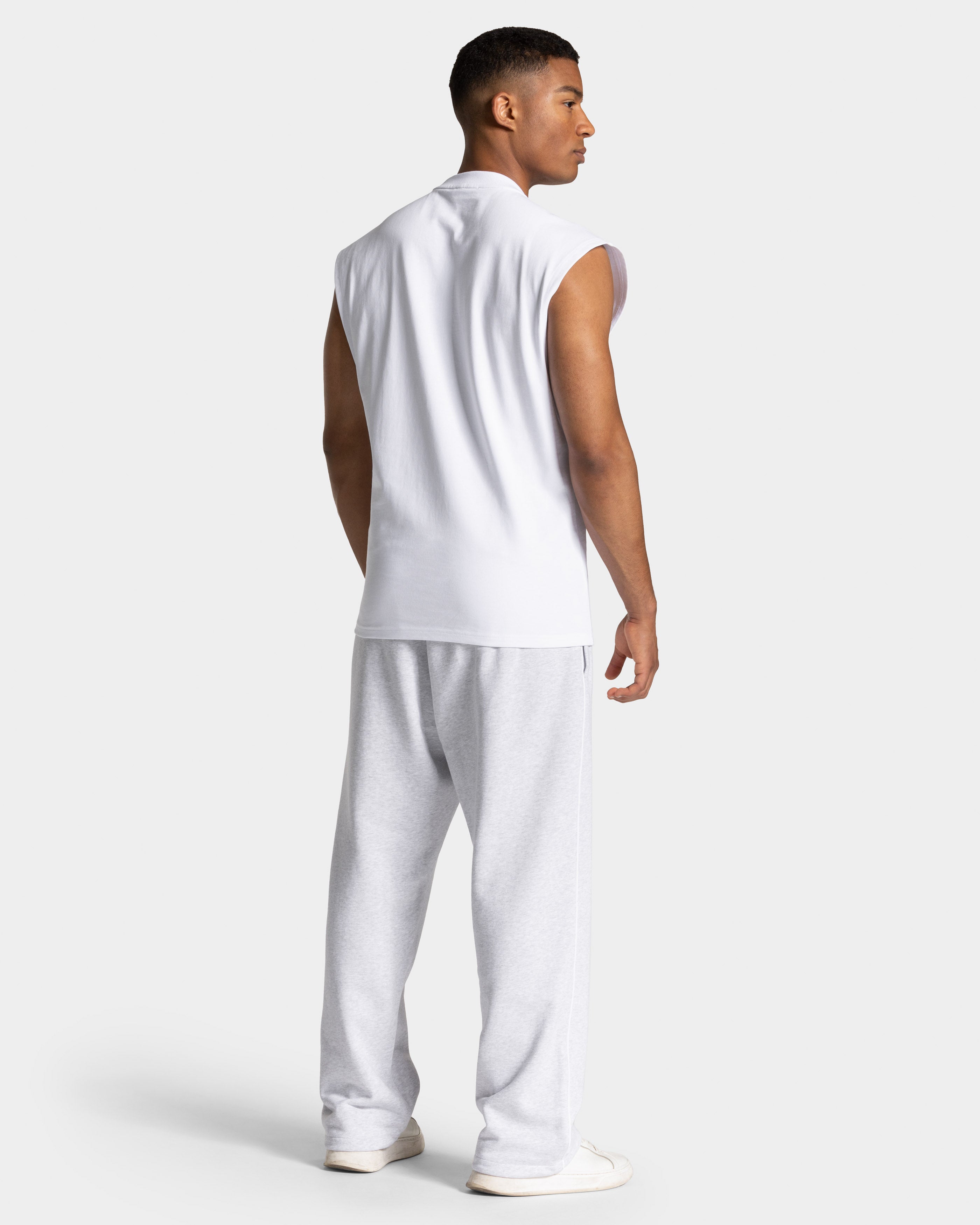 Contrastline Straight Leg Jogger "Weiß Meliert - Weiß"