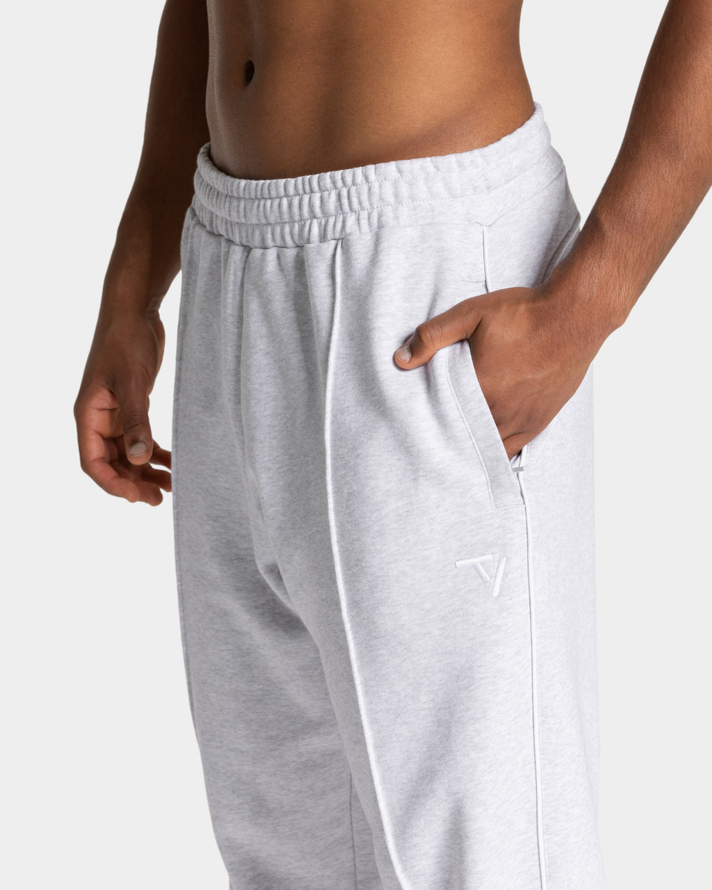 Contrastline Straight Leg Jogger "Weiß Meliert - Weiß"