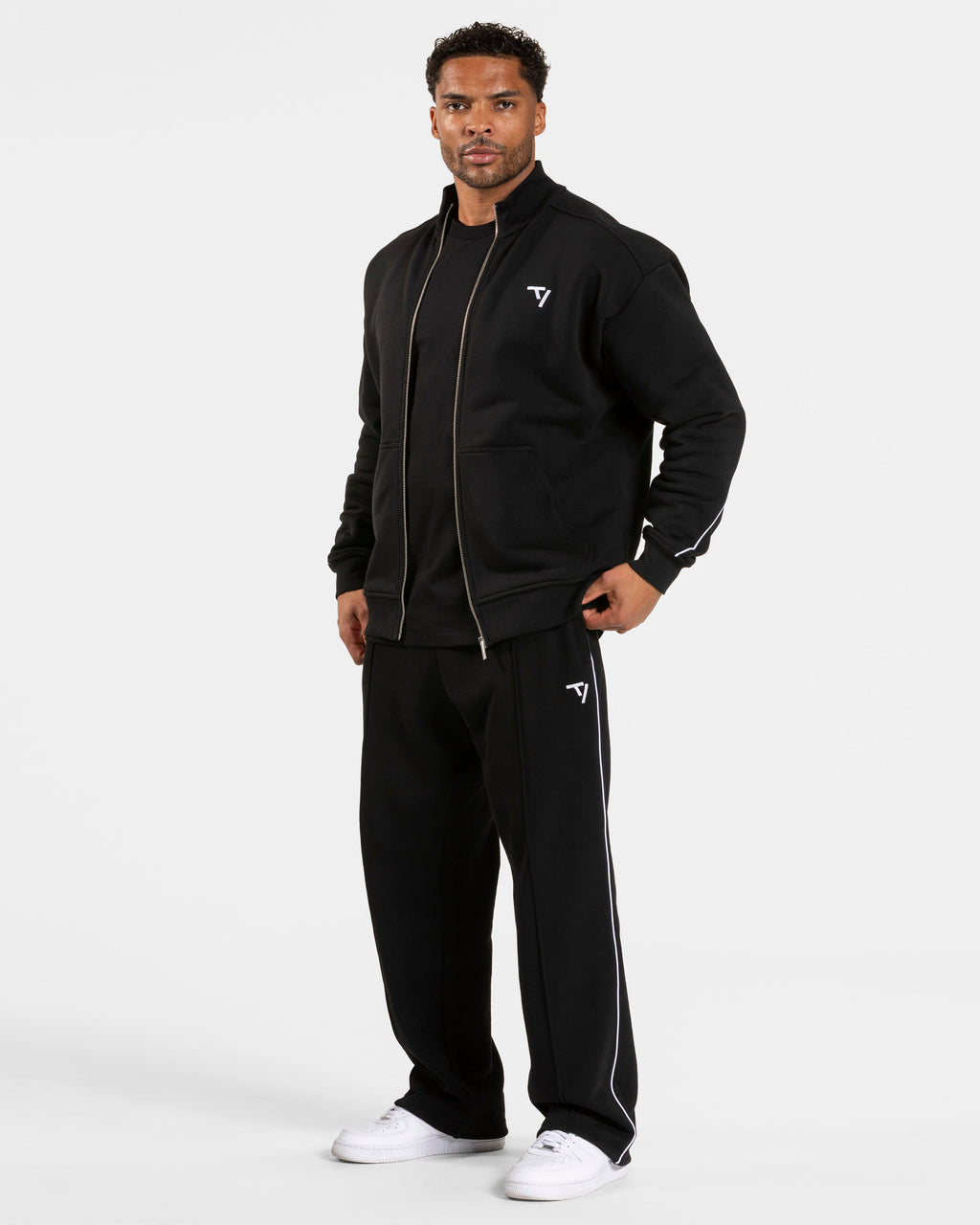 Contrastline Zip Sweater "Schwarz - Weiß"