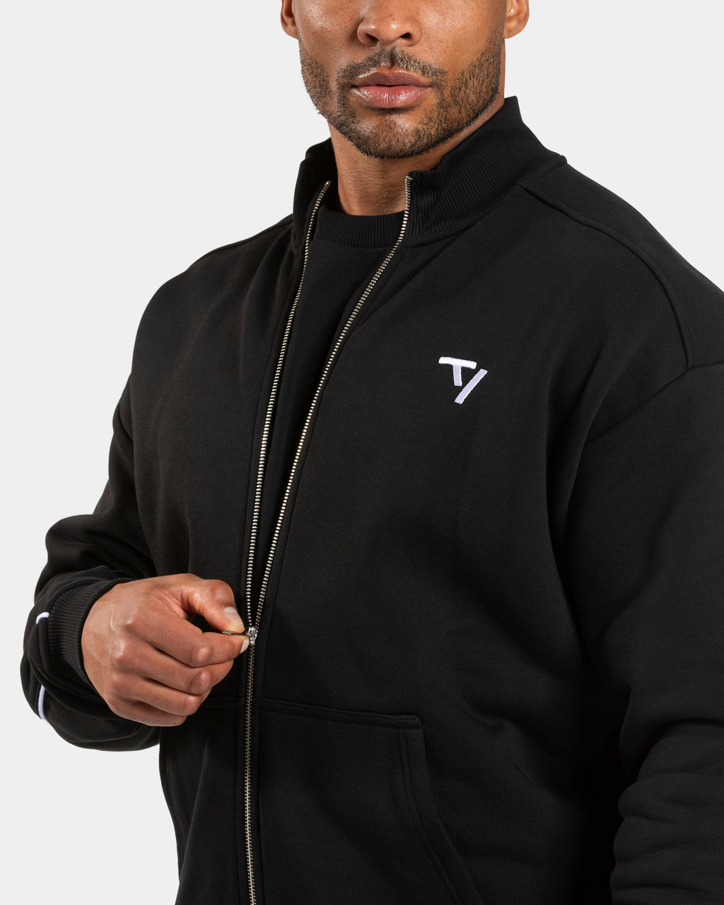 Contrastline Zip Sweater "Schwarz - Weiß"