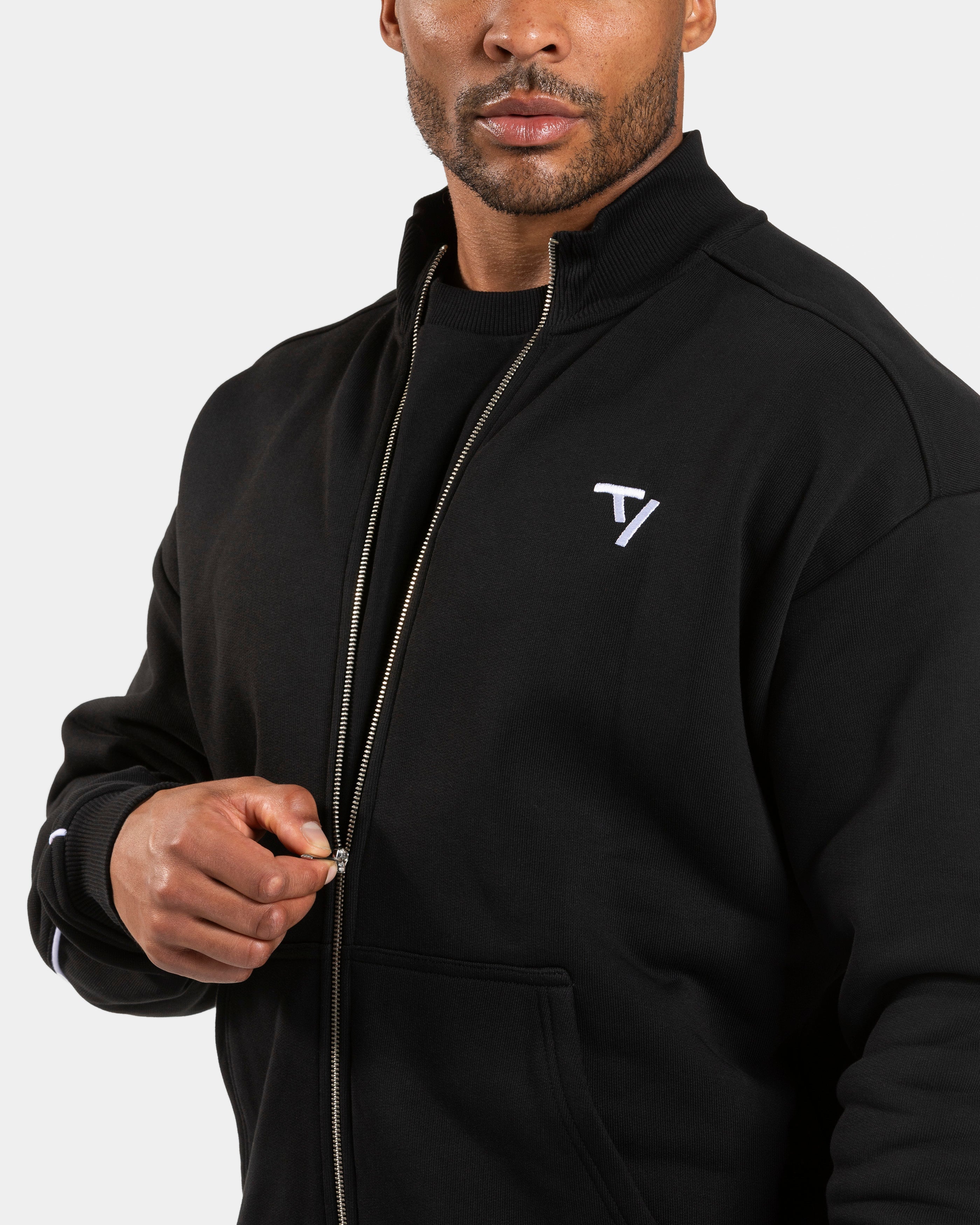 Contrastline Zip Sweater "Schwarz - Weiß"