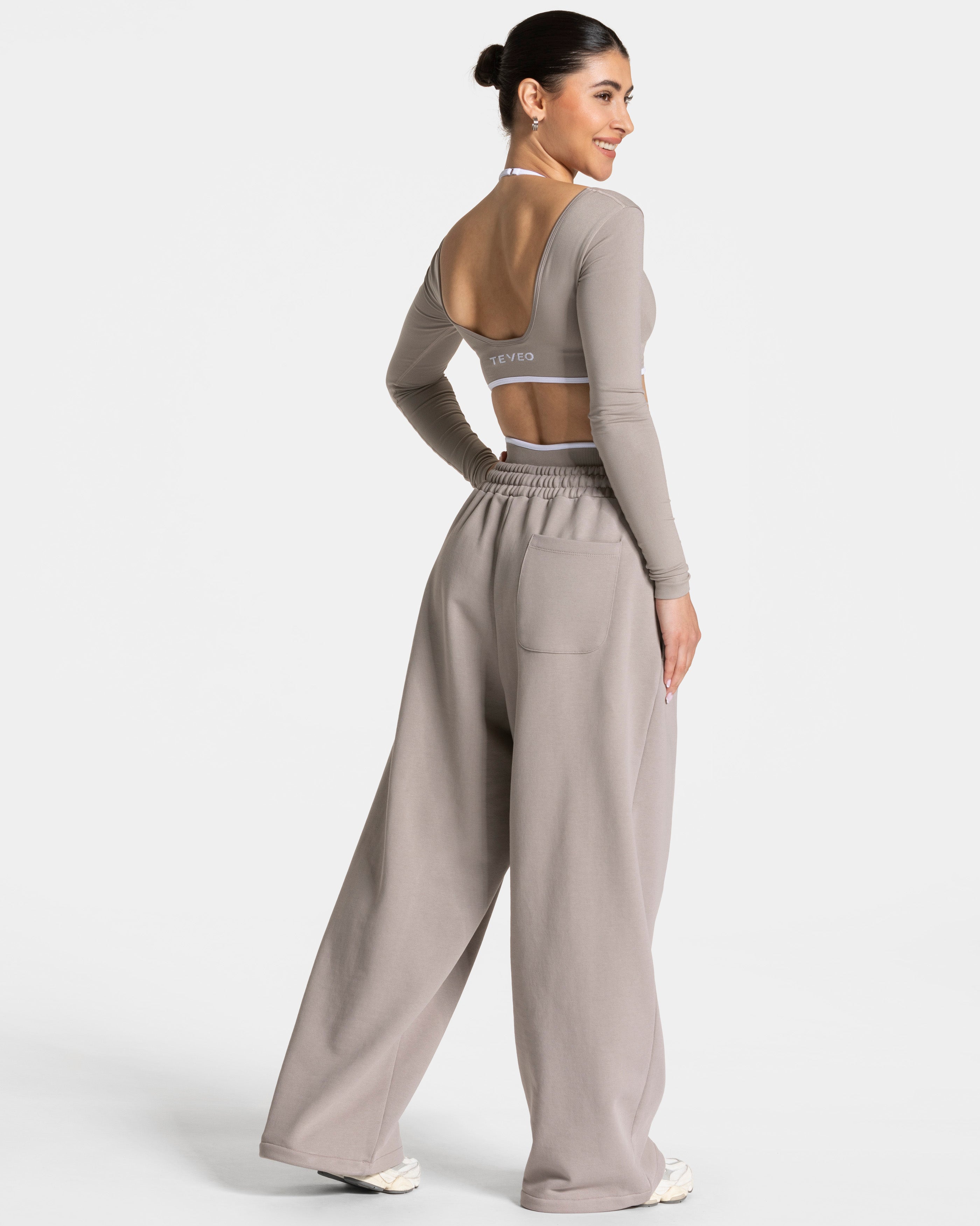 Contrastline Wide Leg Jogger  "Stone"