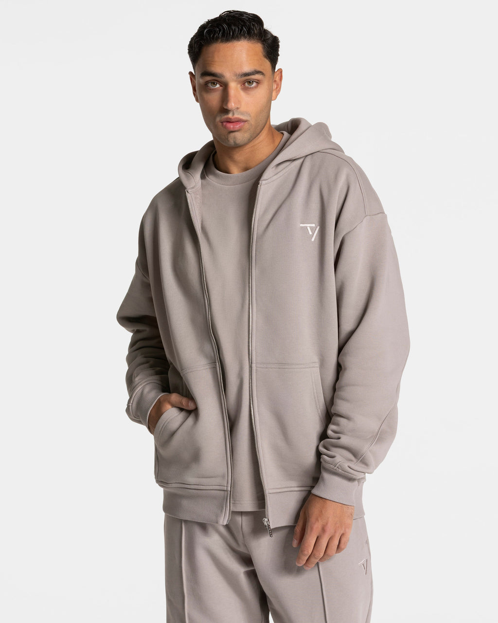 Contrastline Zip Jacke "Stone"