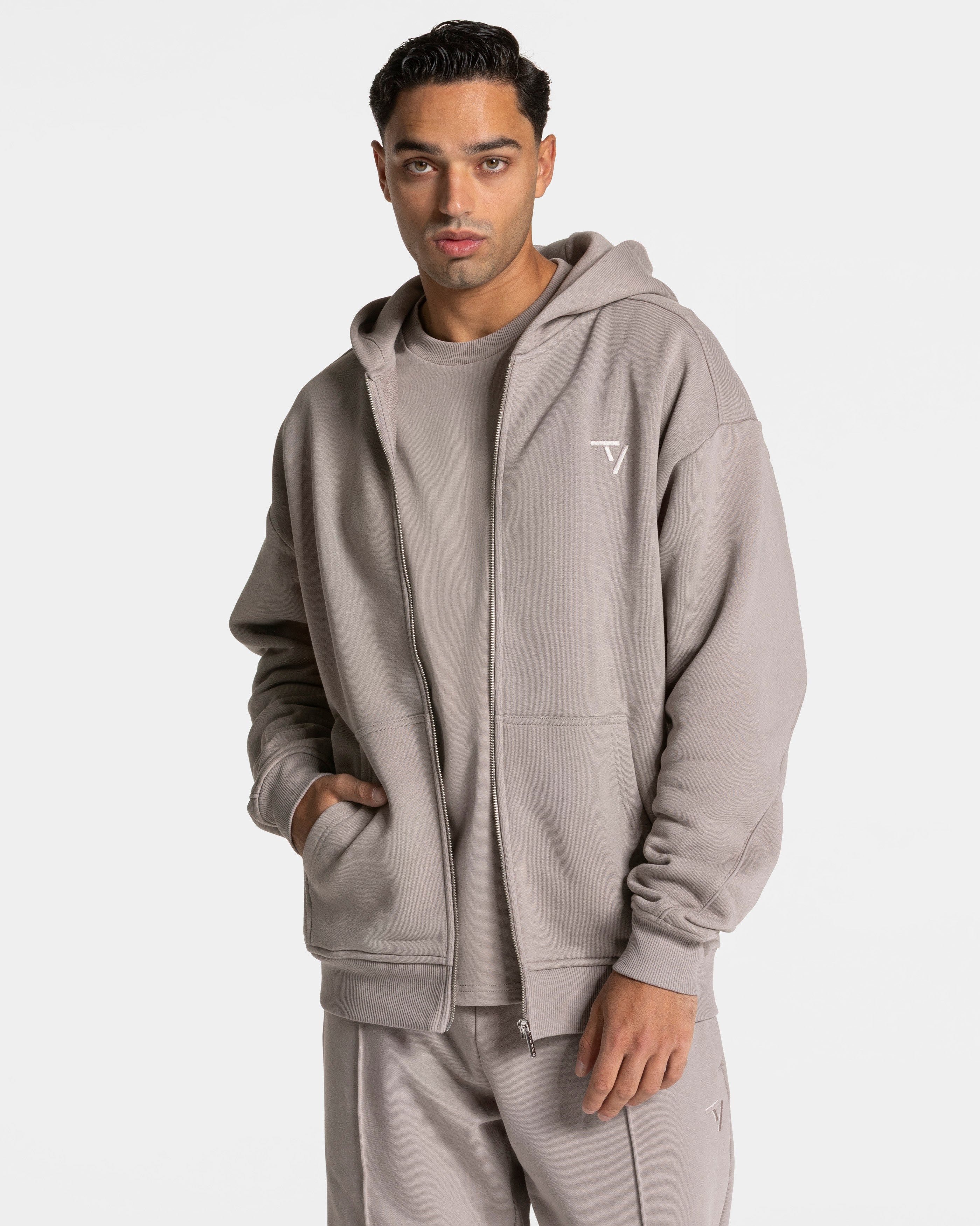 Contrastline Zip Jacke "Stone"