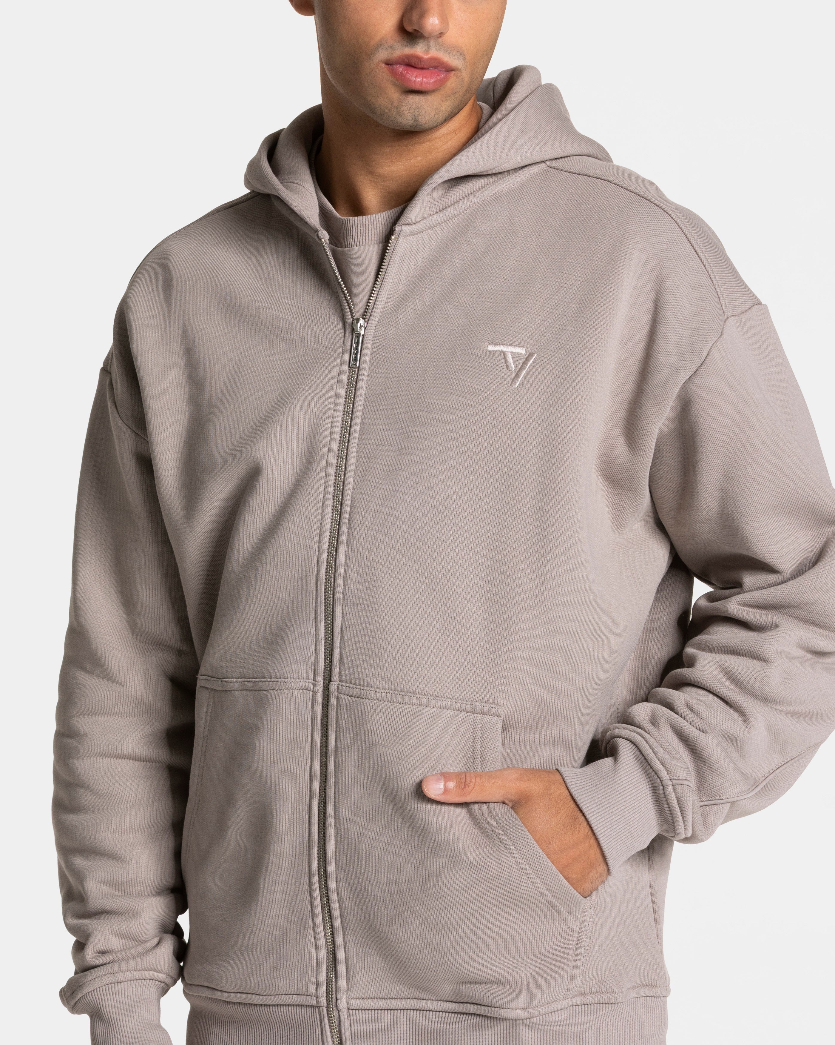 Contrastline Zip Jacke "Stone"